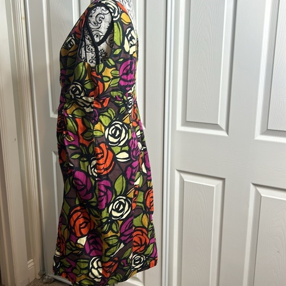 R & K Orginals Fit And Flare Rose Flower Bold Bright Dress 14 - Picture 4 of 6